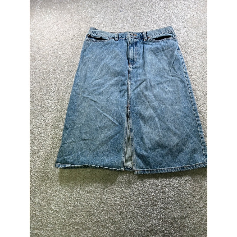 GAP Jeans Women's Denim Skirt Size 12 Blue Cotton Front Slit‎